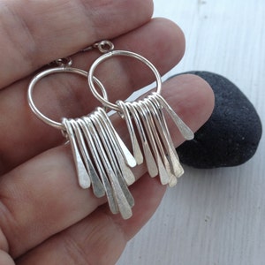 Sterling Silver Fringe Earrings, Dangle Bohemian Earrings, Modern Hippie Lightweight Earrings, Boho Chic Earrings for Women, Boho Jewelry image 4