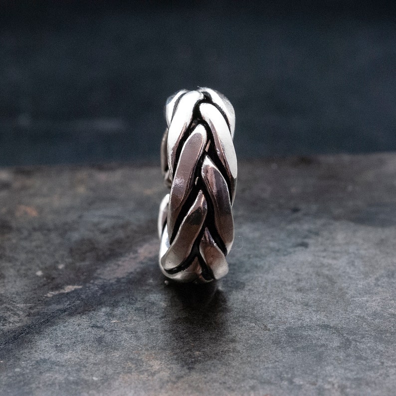Sterling Silver Braided Wide Band Ring for Men and Women, Jewelry for Men, Men's Gift, Modern Boho Engagement Ring image 6