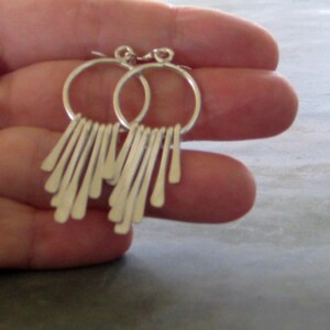 Sterling Silver Hoop and Fringe Dangle Earrings, Modern Bohemian Lightweight Earrings, Boho Chic Jewelry for Her image 5