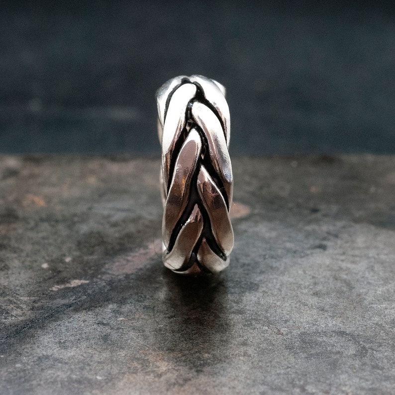 Sterling Silver Braided Wide Band Ring for Men and Women, Jewelry for Men, Men's Gift, Modern Boho Engagement Ring image 4