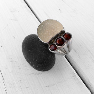 Druzy Multi Gemstone Big Ring, Druzy Agate and Garnet Sterling Silver Statement Ring, Large Cocktail Ring, Gemstone Jewelry, Druzy Jewelry image 5