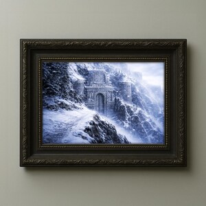 Lámina de paisaje fantástico inspirada en el estilo de arte conceptual de las Puertas de Forjaz de World of Warcraft (Descarga digital)