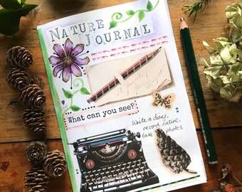 Nature journal, printed zine style. Planner, notes, record nature, sewn together.