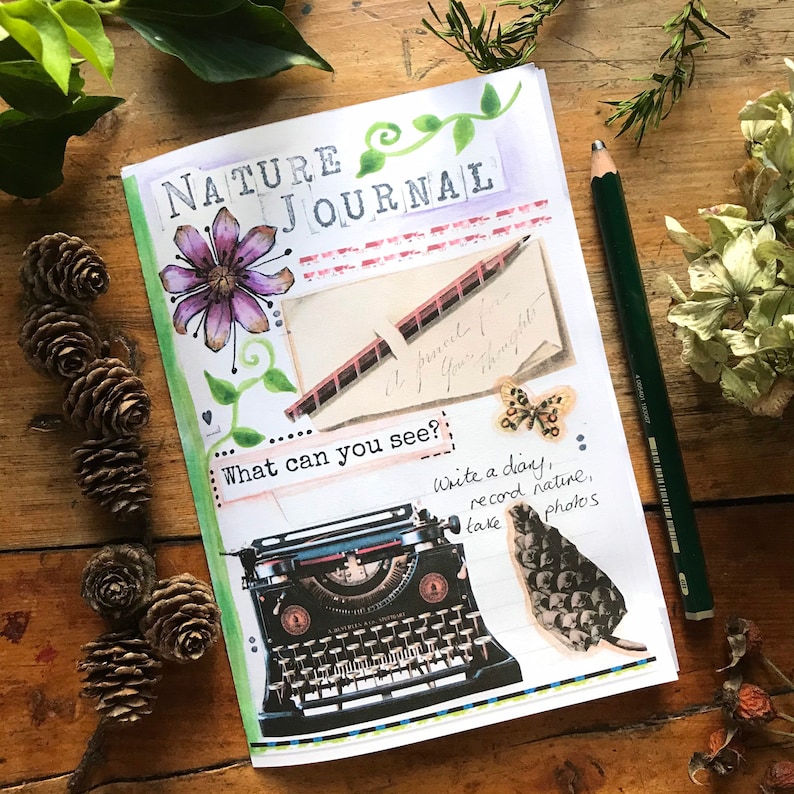 Nature journal, printed zine style. Planner, notes, record nature, sewn together. image 1