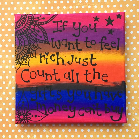 Items similar to rainbow positivity canvas, word art painting