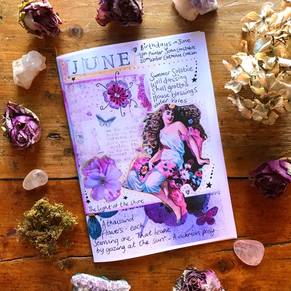 Zine de juin, folklore, nature, animaux, remèdes à base de plantes, lune, plantes, histoire, fleurs, éducatif, zine saisonnier.