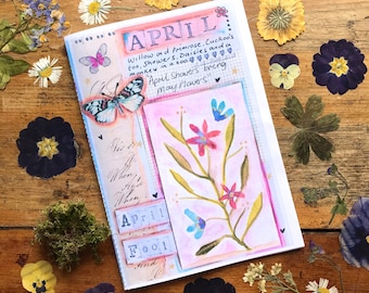 April zine, folklore, nature, animals, herbal remedies, moon, plants, history, flowers, educational, seasonal zine.