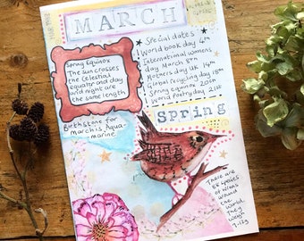 March zine, folklore, nature, animals, herbal remedies, moon, plants, flowers, earth witch,, seasonal zine.