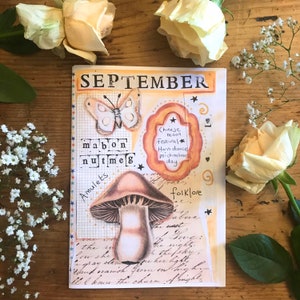 September zine, folklore, nature, animals, herbal remedies, moon, plants, history, flowers, educational, seasonal zine.