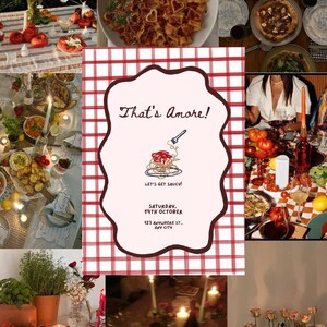 Italian Theme Invitation Template | Editable Canva Template | Hand-Drawn Party Invite