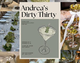 Dirty Thirty Birthday Invitation | Digital Download | Editable Canva Template