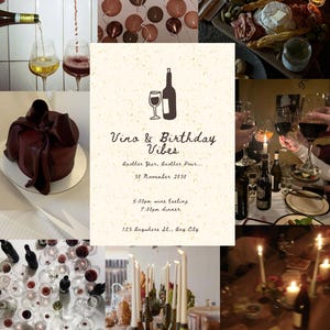 Wine Night Geburtstagseinladung Vorlage | Digital Invite bearbeitbar auf (kostenlos) Canva