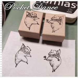 Dansbeer rubberen houten stempelinktset, schattige beer rubberen stempels voor kaarten maken, schattige dieren dagboek planner dagboek plakboek stempelvoorraad