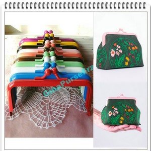 8pieces-10.5cm(4 inch) rainbow colors baking-varnish rectangle metal bag frame purse frame (8colors)