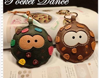 Handmade Leather Cookie Keychain, Bag Charm