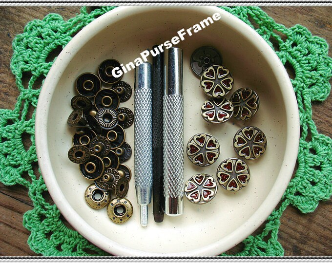 8sets and Tools of Vintage Style Snap Fastener/press Button/four ...
