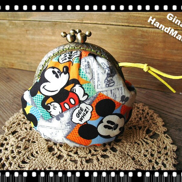 Mickey Mouse Metal frame purse/coin purse / Coin Wallet /Pouch / Kiss lock frame bag-GinaHandMade