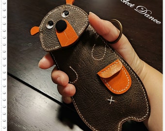Handmade Leather Bear Coin Purse: Kids Pencil Case, Small Wallet