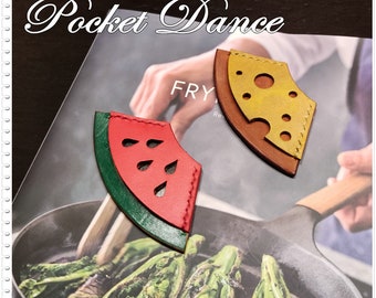 Handmade Leather Corner Bookmark: Cheese & Watermelon Design