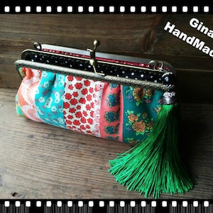 Groen iphone-hoesje twee compartimenten portemonnee portemonnee etui bruiloft clutch Kiss lock frame portemonnee tas