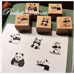 Leuke rubberen houten stempels panda, rubberen stempels beer voor het maken van kaarten, schattige dierendagboekplanner dagboek plakboekstempelvoorraad