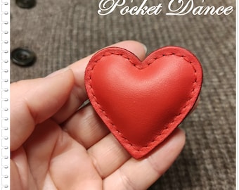 Handmade leather red heart brooch, leather work heart badge, leather heart pin , motherday gifts , kids gifts