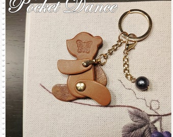 Handmade Leather Teddy Bear Keychain: Movable Limbs Charm