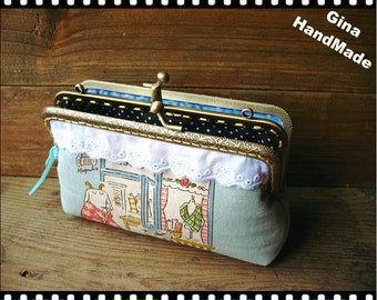 Mrs Goat Two-compartment Coin purse / Coin Wallet / Pouch coin purse / Kiss lock frame purse bag-GinaHandmade