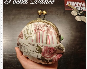 Handmade Pink Rose and Butterfly Kisslock Coin Pouch