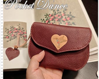 Handmade Leather Hummingbird Coin Purse: Bird Card Wallet