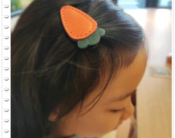 Handmade Leather Carrot Hair Clip, Vegetable Barrette