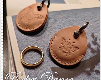Handmade Leather Ring Holder, Wedding Ring Travel Case, Ring Pouch Keychain, Coin Slip, Medallion Holder, Vegetable-tanned Leather Pouch