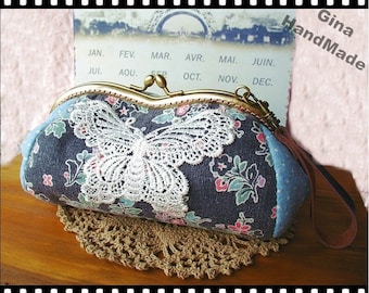 Butterfly and Black-poppy Eyeglasses and sunglasses purse/Coin purse /// Wallet / Pouch coin purse / Kiss lock frame purse bag-GinaHandMade