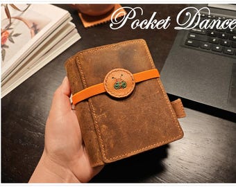 Handmade Leather pocket planner binder M5, Personalized refillable journal notebook, Gifts