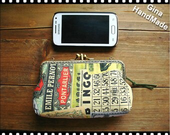 Tickets Two-compartment iphone case / Coin purse / Coin Wallet / Pouch coin purse / Kiss lock frame purse bag-GinaHandmade
