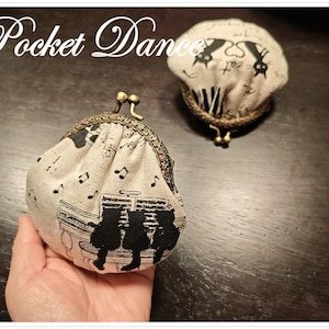 Handmade Cat & Music Kisslock Coin Purse, Cotton-Linen Blend