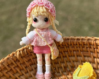 Mini Crochet doll, amigurumi pattern, handmade gift, Tiny amigurumi toys, Miniature handmade amigurumi, 3.4” (8.5cm)