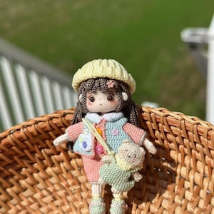 Mini Crochet doll, amigurumi pattern, handmade gift, Tiny amigurumi toys, Miniature handmade amigurumi, 3.15” (8cm)