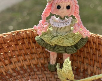 Mini Crochet doll, amigurumi pattern, handmade gift, Tiny amigurumi toys, Miniature handmade amigurumi, 3.4” (8.5cm)
