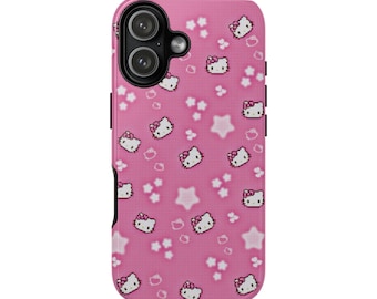Pink H Kitty Pattern Tough Case | Phone Case, Cute Cat Stars Hearts