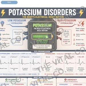 50 % DE RÉDUCTION - Troubles liés au potassium — Guide d'étude visuel NCLEX-RN | Aide-mémoire imprimable pour les infirmières (téléchargement numérique)