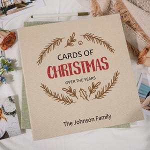 Custom Christmas Cards Collection Scrapbook Photo Album Linen Self Adhesive Photo Album for Family Keepsake, Gift