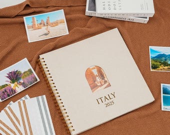 Personalized Linen Scrapbook Album with Arch Window, DIY Photo Book for Travel, Wedding, Baby Shower, Anniversary Keepsakes