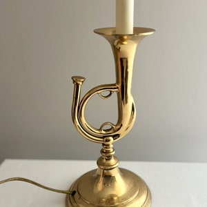 Vintage Brass French Horn Table Lamp Holiday Decor Music Room