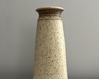 Vintage 10" Tall Studio Pottery Vase Oatmeal & Brown Minimal Neutral Palette Pottery