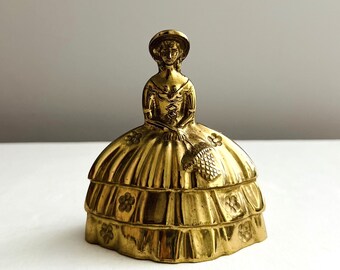 Vintage Brass Dinner Bell Big Skirt Bonneted Antique Woman Dinner Bell