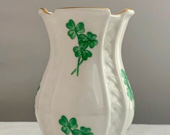 Vintage Luck of The Irish Shamrock Vase Royal Tara Fine Bone China IRELAND Hand Made in Gallaway Fine Bone China Collectable Vase