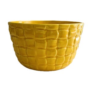Vintage Bright Yellow McCoy Bowl / Basket Weave McCoy Bowl /  McCoy Ohio USA