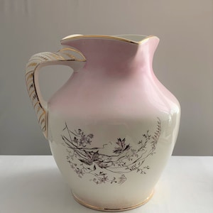 Antique Huge Ceramic Water Jug Pink / Ombre Pink