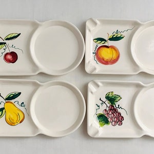 4 Vintage Party Trays / Transferware Coasters / Hand Painted Coasters / Made in Japan